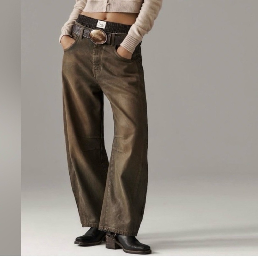 Free people Good Luck Coated Barrel Jeans